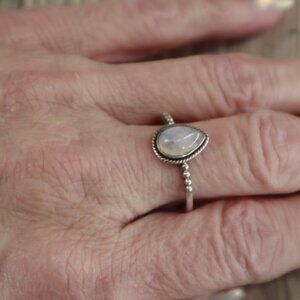 Madalena Ring Moonstone Women 8 Silver Boho Bohemian Hippie Stacking Gifting NWT